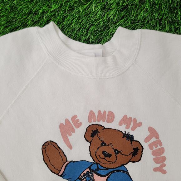 Vintage 90s Cute Teddy-Bear Sweatshirt Women Medium 21x23 USA - Picture 10 of 14